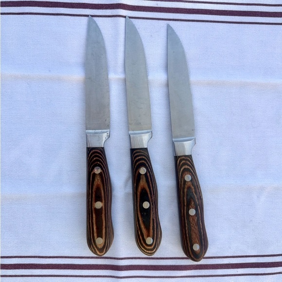 Set of 3 Rancher's Reserve Steak Knives Forged 5” Blade Wood Handle - Picture 6 of 8